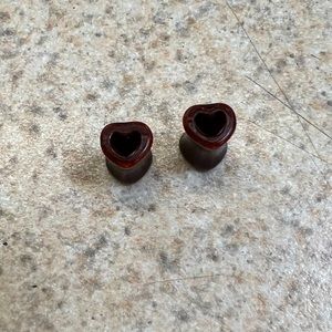 2g double flare wood heart tunnels